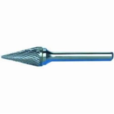 Carbide Burr, Series 597, Pointed, 12 Head Dia, 78 Length Of Cut, ConePointed Shape SM Head